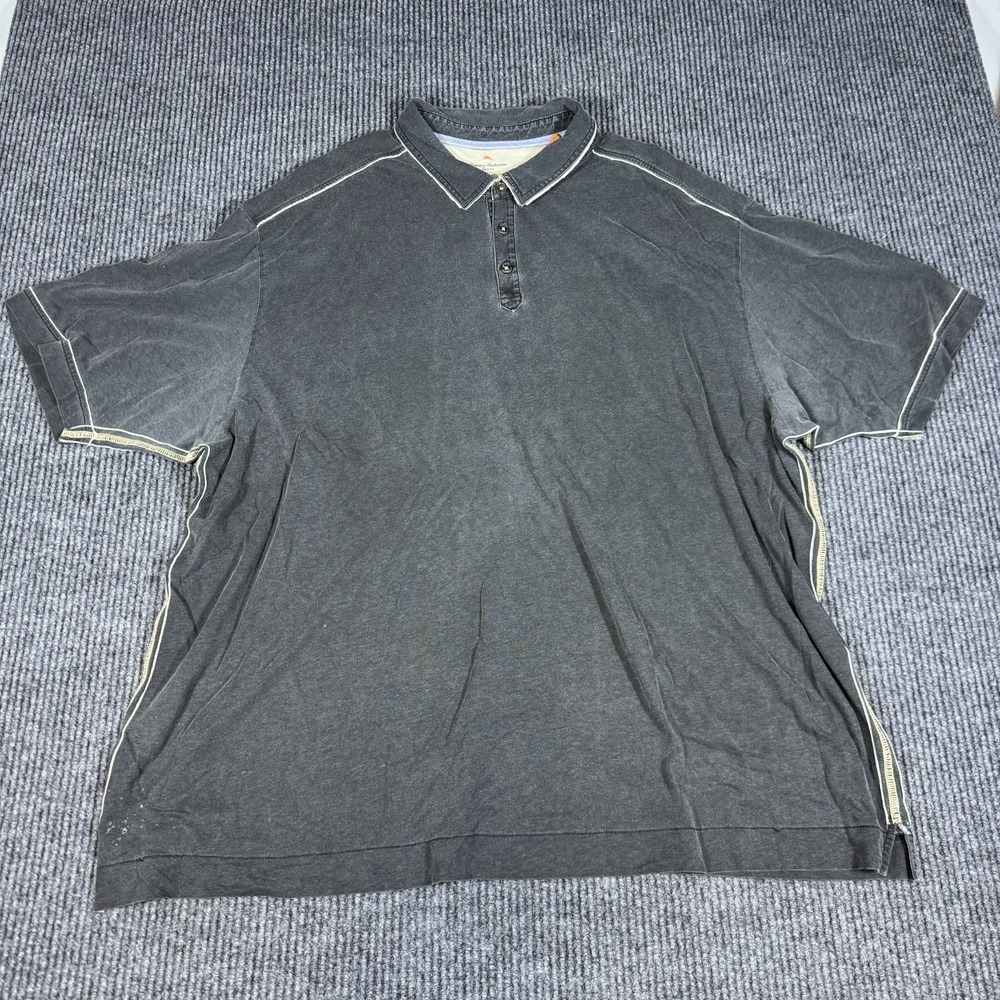 Tommy Bahama Shirt Mens 3XL Big 3XB 100% Pima Cotton Golf Polo Short Sleeve Grey